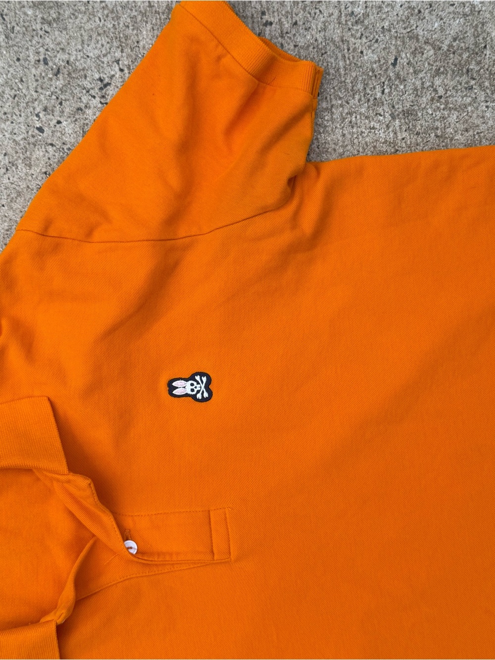 Psycho Bunny Orange V-Neck Polo Sweater with Embroidered Bunny - Picture 4 of 8